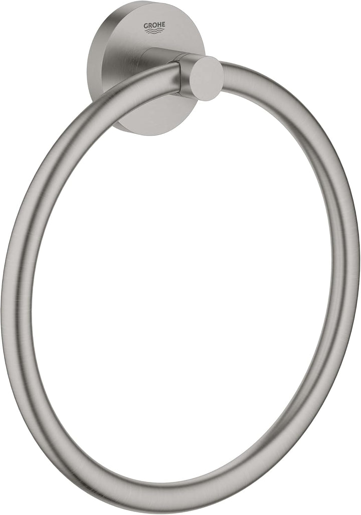 GROHE Start - Handtuchring (Material: Metall, verdeckte Befestigung), supersteel, 41174DC0 + Kleber
