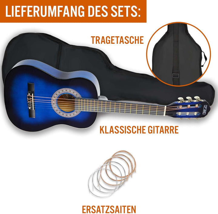 3rd Avenue 1/2 Flamencogitarren-Starterset in Kindergrösse mit Nylonsaiten – mit Tasche, Saiten – in