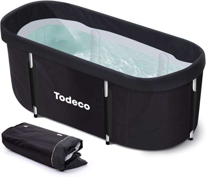 Todeco Faltbare Badewanne, Erwachsene Tragbarer Badewanne mit Metallrahmen 140x57x57cm, grosse Famil
