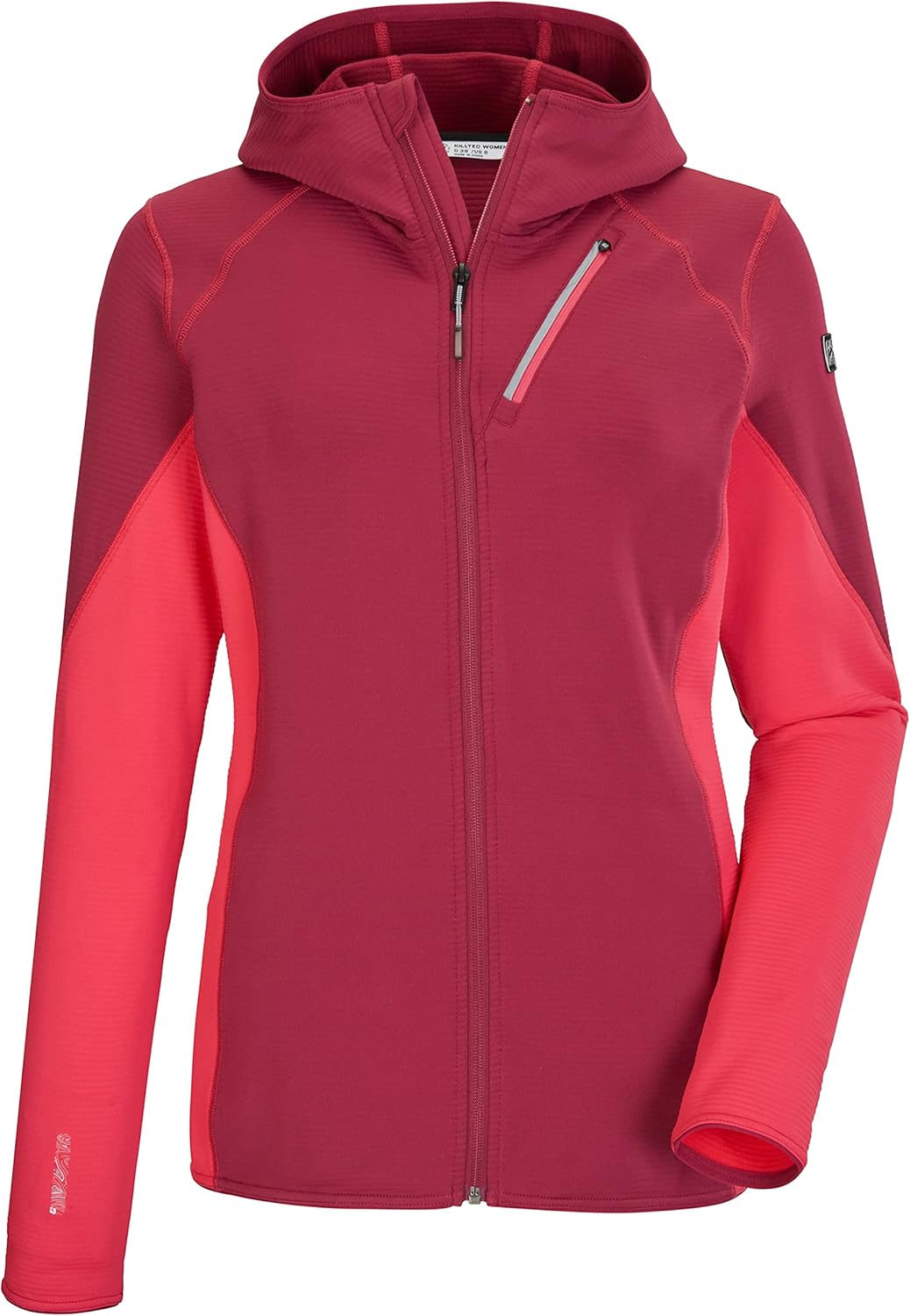 Killtec Damen Kos 8 Wmn Flx Jckt Stretchjacke mit Kapuze/Fleecejacke 36 dunkelrose, 36 dunkelrose
