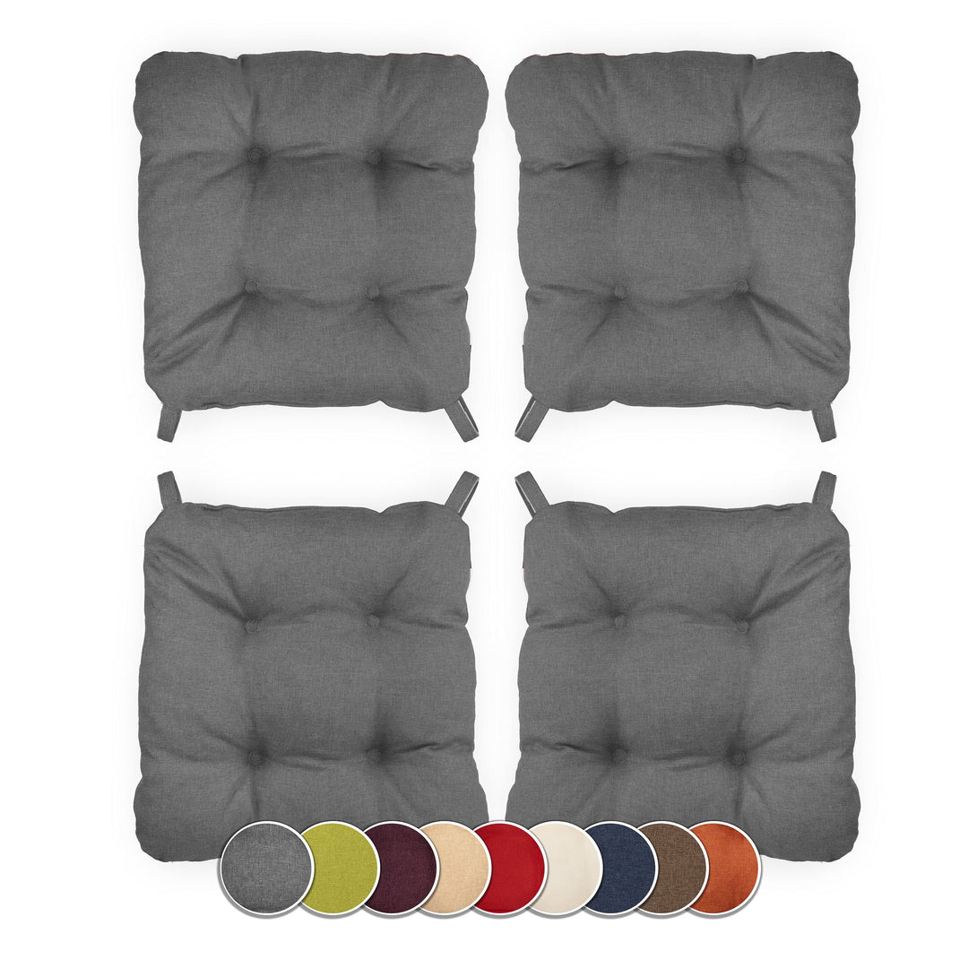 sunnypillow 4er Set Stuhlkissen mit Klettverschluss Masse: 40 (vorne) | 35 (hinten) x 40 x 8 cm Pols