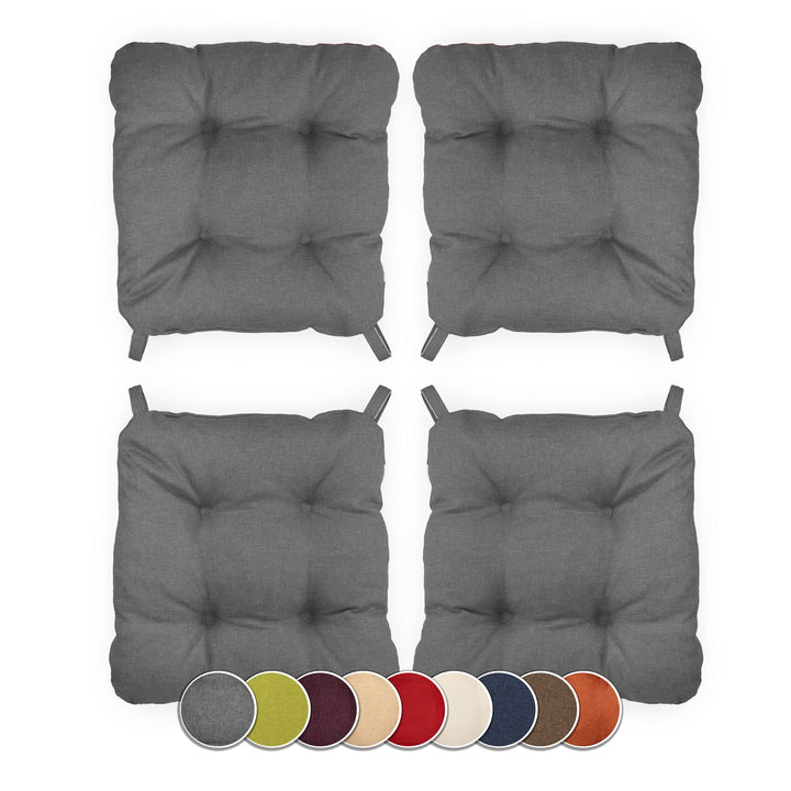 sunnypillow 4er Set Stuhlkissen mit Klettverschluss Masse: 40 (vorne) | 35 (hinten) x 40 x 8 cm Pols