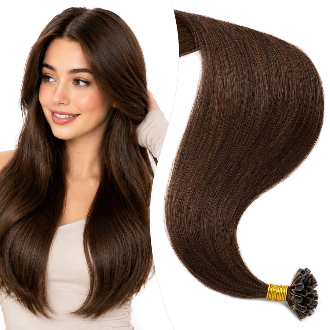 Elailite Bonding Extensions Echthaar Keratin U-Tip Haarverlängerung 100% Menschenhaar 1g/Strähne 16&