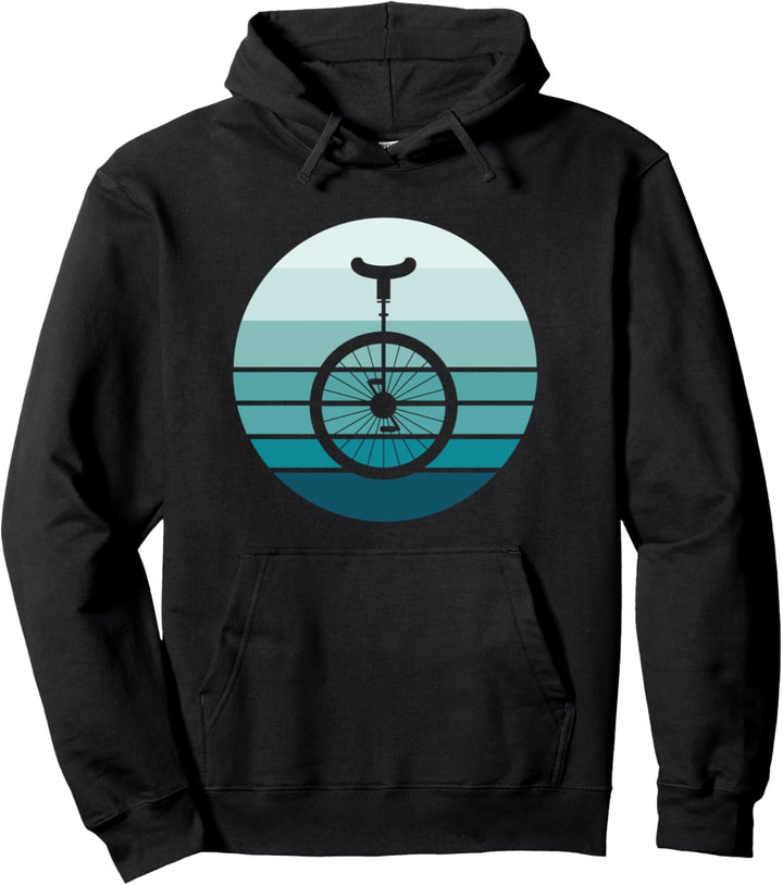 Einrad, Retro-Stil, blau und schwarz Pullover Hoodie