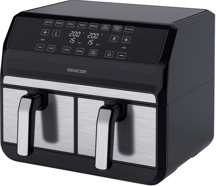 Sencor Luftfritteuse Air Fryer, Doppelfachfach, Luftzirkulationstechnologie, hohe Geschwindigkeit, b