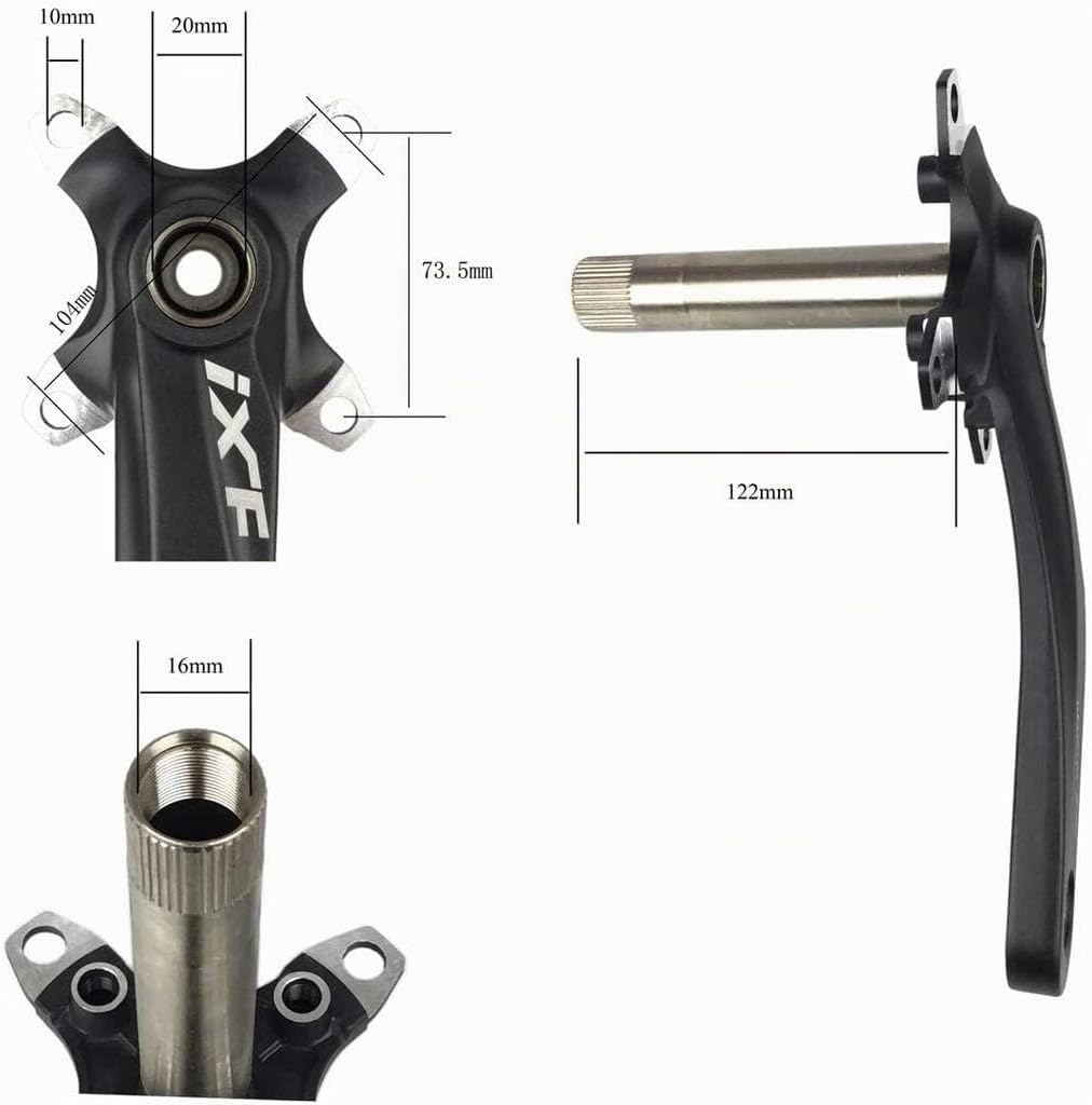 PLATTBK MTB 170 mm Kurbelgarnitur mit 104 BCD 32T/34T/36T/38T Kettenblatt, Kurbelgarnituren Single S