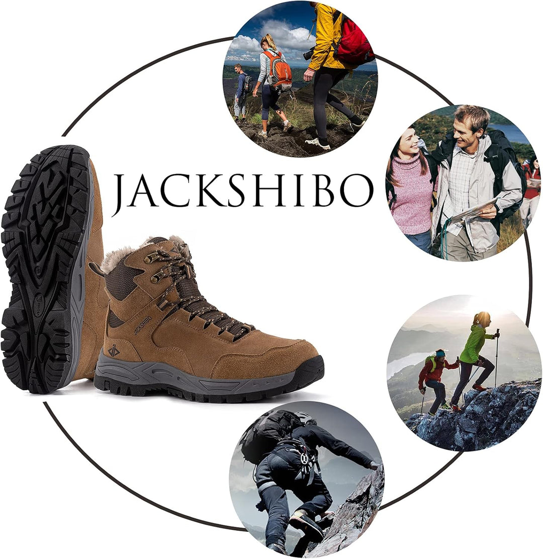 JACKSHIBO Winterschuhe Herren Winterstiefel damen mit Warm Gefüttert Wasserdicht Schneeschuhe Rutsch