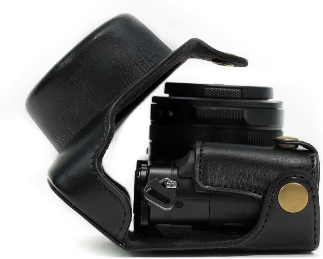 MegaGear Panasonic Lumix DMC-LX100 Ever Ready Leder Kamera-Case mit Trageriemen und Batteriezugang s