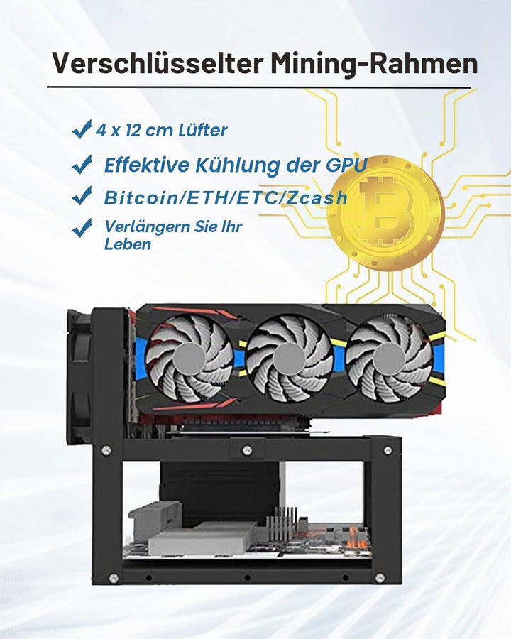 Mining Rig Frame Case 6 Gpu, Mining Rig Frame mit Antistatikstreifen, Open Air PC Case für ATX/Btx/F