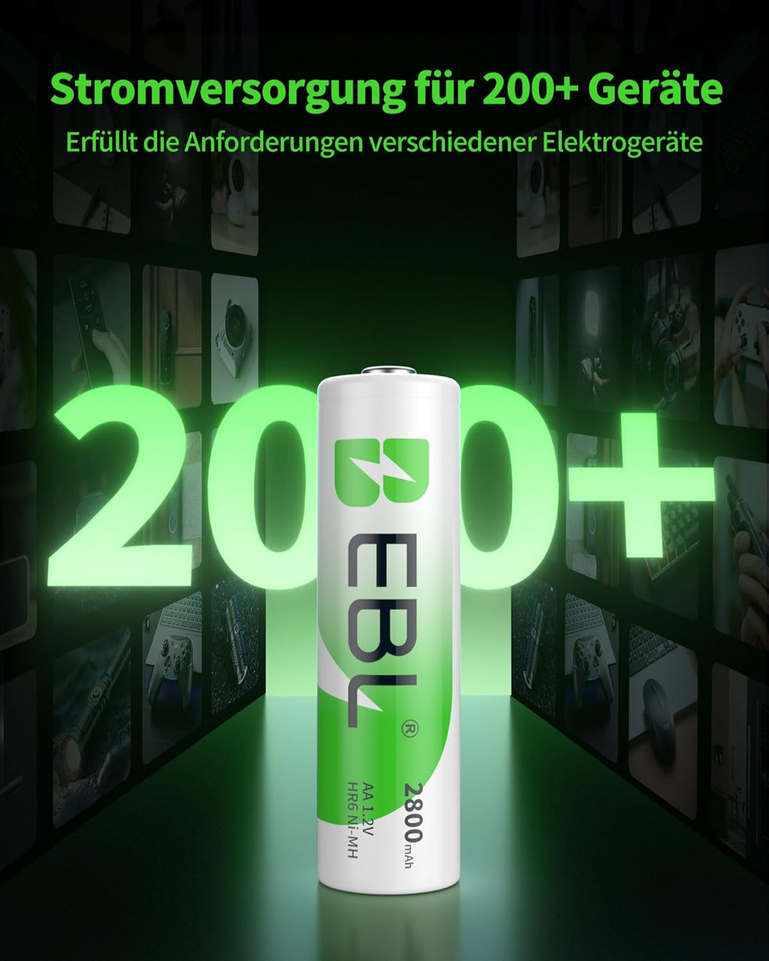 EBL Akku AA - wiederaufladbare AA Batterien 8 Stück mit hoher Kapazität 2800mAh,1,2V Mignon AA Batte