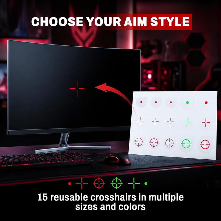 ProFPS Fastscope Fadenkreuz Aufkleber 15er Set – Aim Assist Crosshair Decals für PS5 Controller Zube