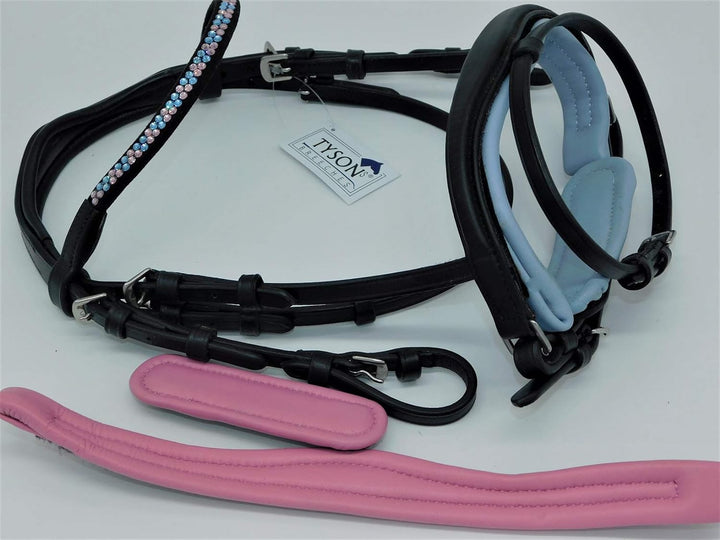 Trense Multi Minishetty Minishetty Rosa Hellblau zu wechseln ergonimisch geschnitten Ledertrense Led