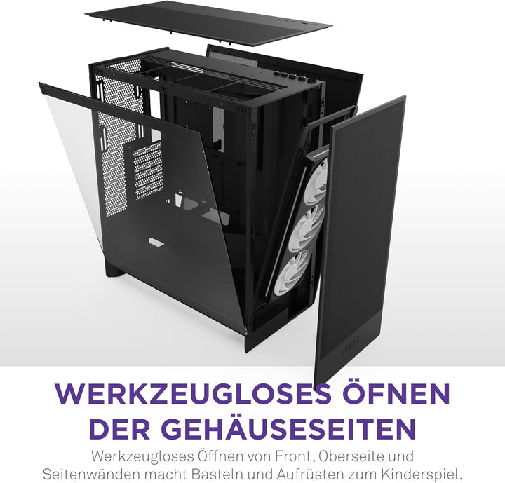 NZXT H7 Flow RGB | Mid-Tower-ATX-Airflow-Gehäuse mit RGB-Lüftern | Unterstützt Lüfter im Boden zur d