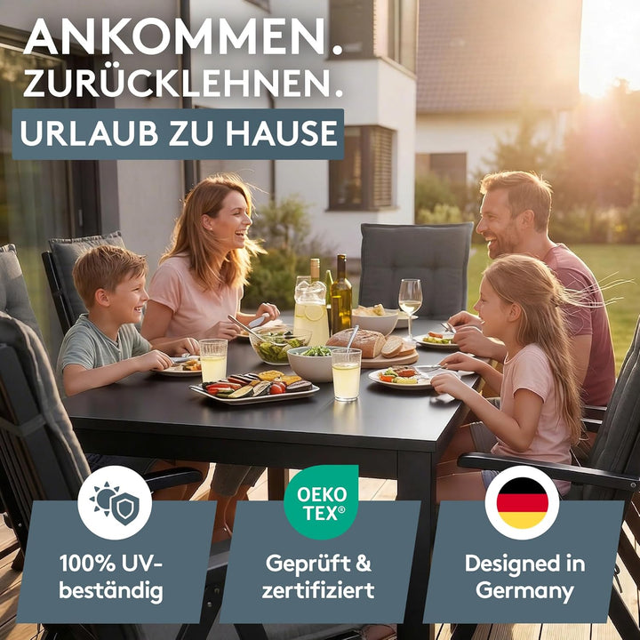 LILENO HOME Gartenstuhl Auflagen als [2er Set - Hochlehner] in Uni Anthrazit (Tami) - Bequeme Liegen
