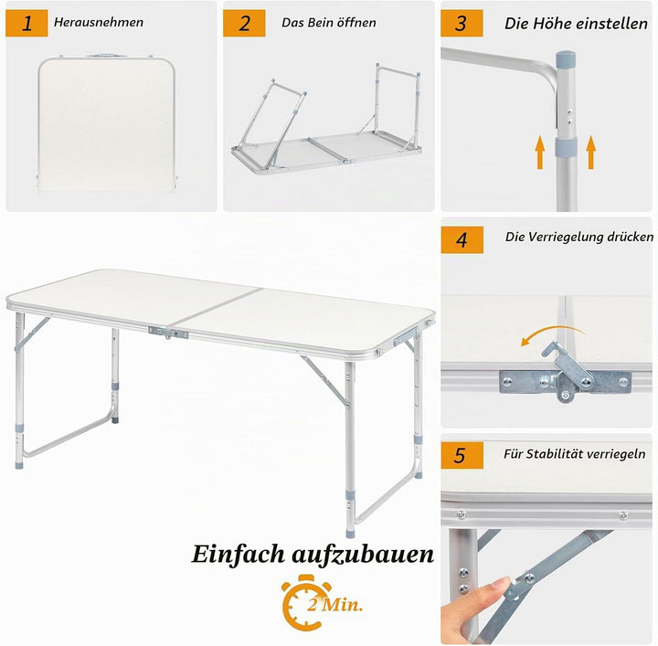 Bonnlo Klapptisch Höhenverstellbar, Gartentisch Wetterfest, Balkontisch Klappbar – Tragbarer Mehrzwe