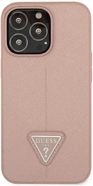 GUESS GUHCP14LPSATLP Hülle für iPhone 14 Pro 6,1" rosa/pink hardcase SaffianoTriangle Logo