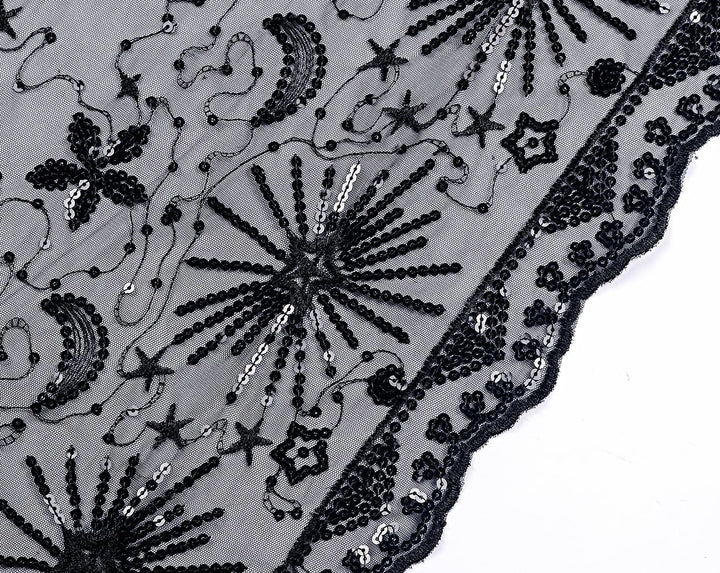 keland Damen Festlich Pailletten Umhang Schal Schultertuch Stola Tuch für Abendkleid A-schwarz, A-sc