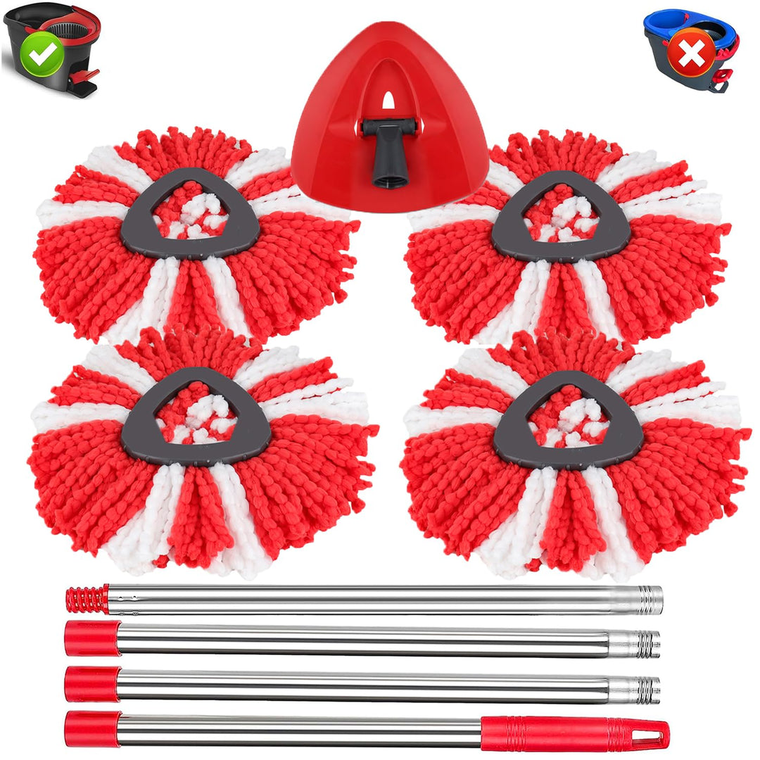 Sgizoku 6er-Set Wischmopp für Viledar Turbo Smart/Spin/EasyWring&Clean 1 Tank Eimer, 4 Rot Mikrofase