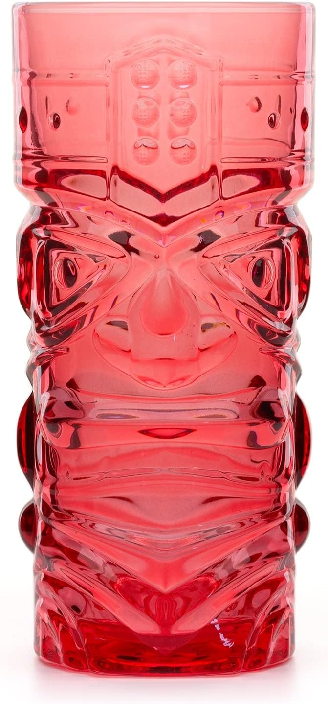 CKB LTD 4er-Set TIKI Becher Maori Tiki Glas Farbiges Glas Tiki-Set Cocktailgläser Cocktailbecher Lon