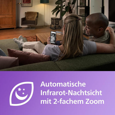 Philips Avent Connected Babykamera mit App, private und sichere Verschlüsselung, Audio, 2-facher Zoo