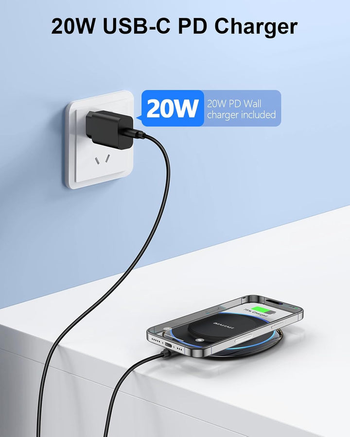MagSafe Ladegerät mit 20W Schnelles Adapter für iPhone Ladestation, NANAMI Wireless Charger induktiv