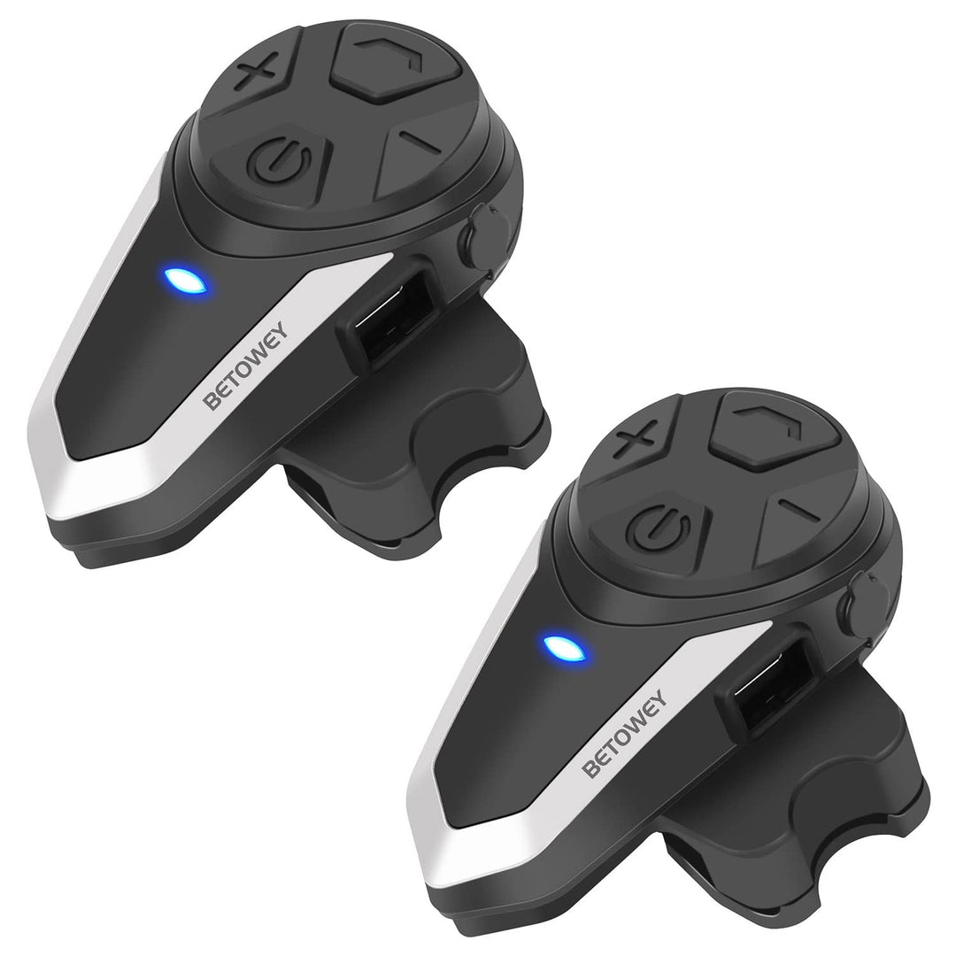 BETOWEY BT-S3 Doppeltes Motorrad Intercom-Set für 2 Personen - 1000m Reichweite, Bluetooth Helm-Komm