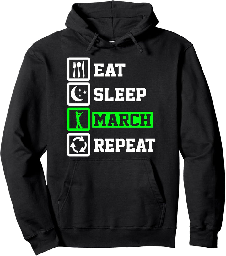 Eat Sleep Trumpet Repeat Funny Trumpet Pullover Hoodie