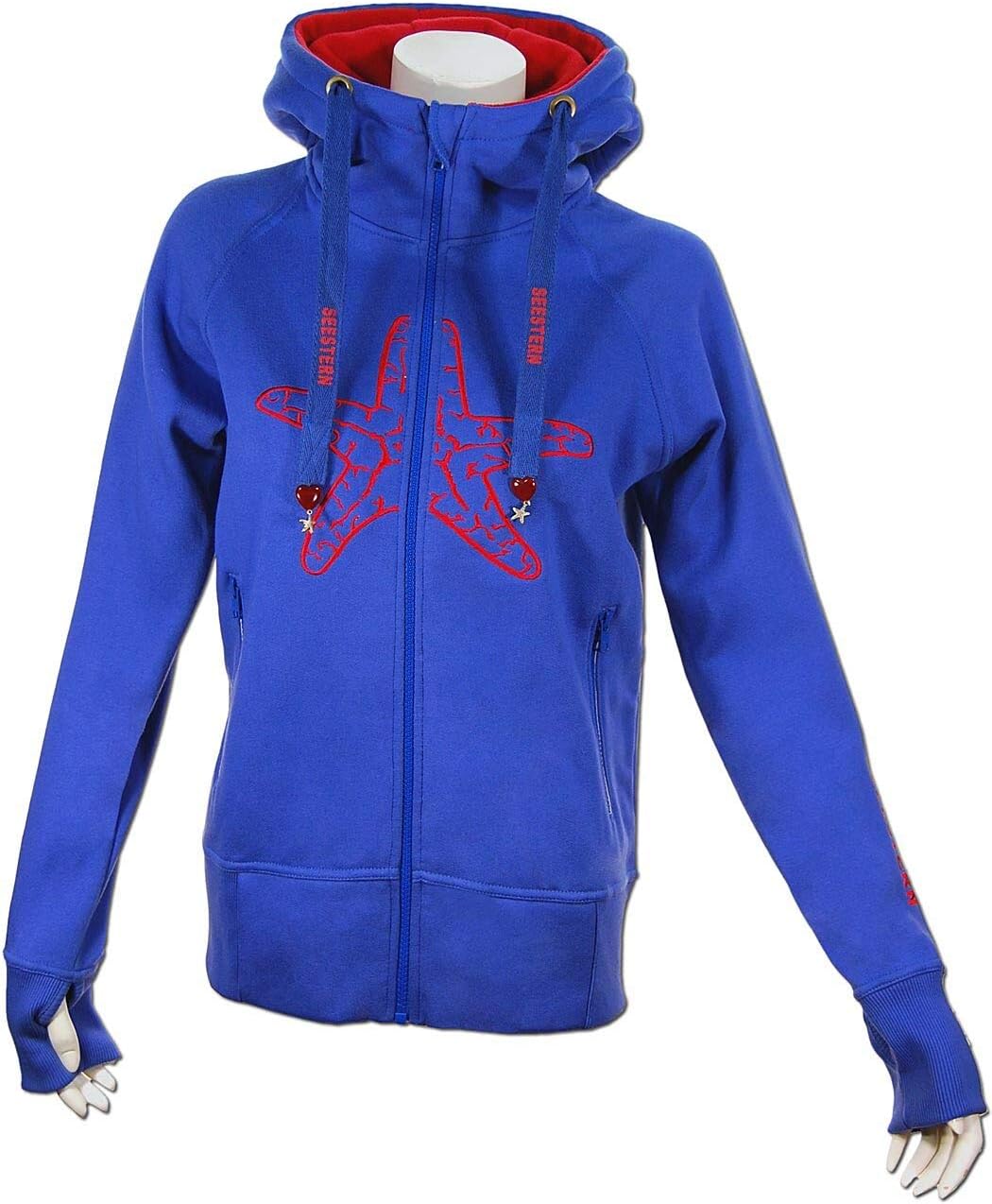 SEESTERN Damen Kapuzen Sweat Shirt Jacke Pullover Zip Hoody Sweater Gr.XS-XXL /1320-1520 XS Royal Bl