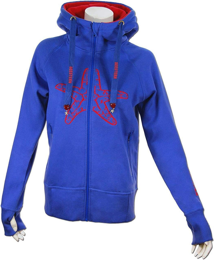 SEESTERN Damen Kapuzen Sweat Shirt Jacke Pullover Zip Hoody Sweater Gr.XS-XXL /1320-1520 XS Royal Bl