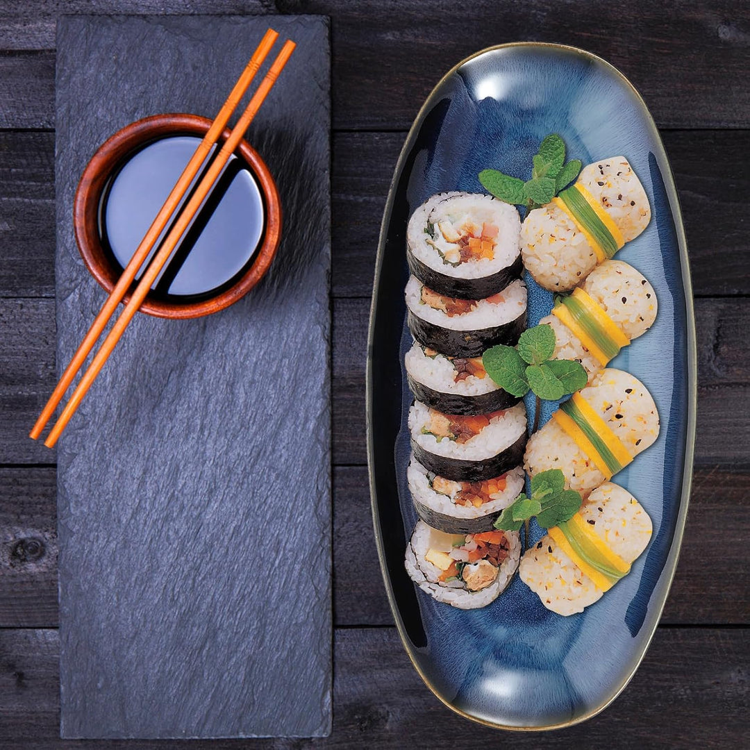 STOBAZA Keramik Servierplatten-Japanisches Sushi Tablett,Sashimi Teller Geschirr Tablett Obstteller