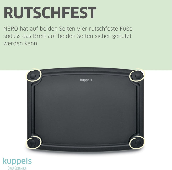 Kuppels NERO Holzfaser Schneidebrett Set 3-teilig, Küchenbretter ohne Plastik mit Saftrille und Sili