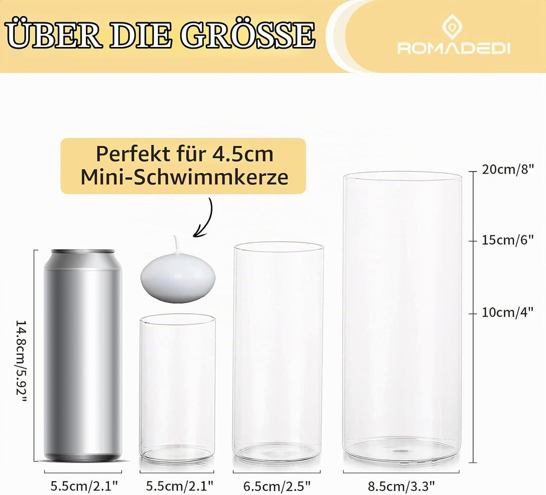 Windlicht Glas Kerzenhalter Kerzenständer Glaszylinder：Romadedi 12er Set Windlichter für Kerzen Stum