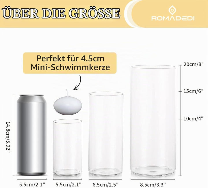Windlicht Glas Kerzenhalter Kerzenständer Glaszylinder：Romadedi 12er Set Windlichter für Kerzen Stum