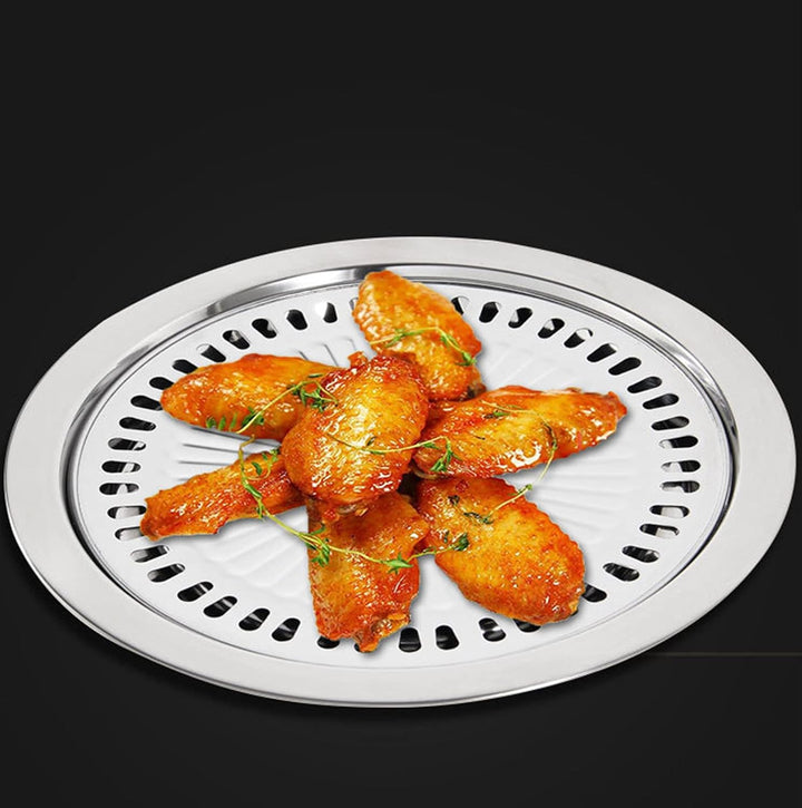 Koreanische Grillpfanne Rauchfreie Camping Grillplatte Indoor Edelstahl Grillplatte,mit Integrierter