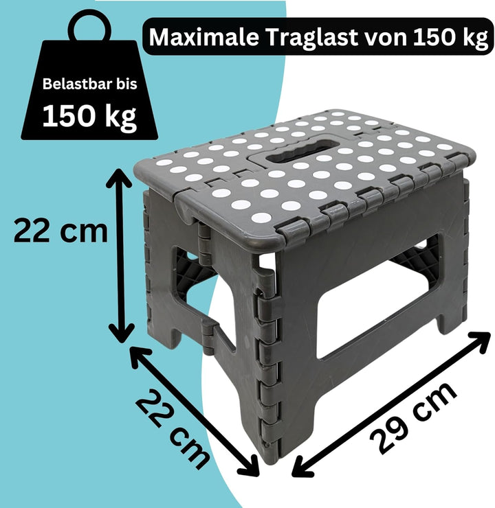 Hocker Tritthocker faltbar für Erwachsene und Kinder bis 150 kg Klapphocker aus Kunststoff rutschfes