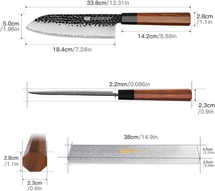 FINDKING Dynasty Serie Japanisches Santoku-Messer, Professionelles Küchenmesser, Klinge aus 9Cr18MoV