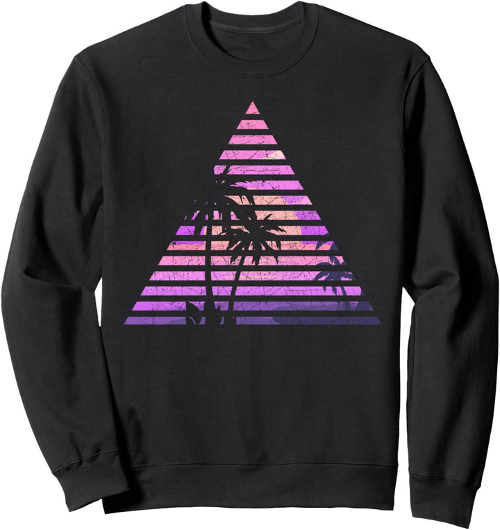 Synthwave Palmen Sommerurlaub 1980er Kunst Vaporwave Sweatshirt