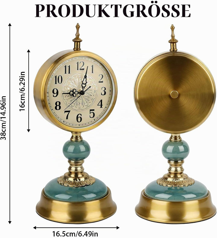 CISSIYOG Vintage Tischuhr Gold, Antike Metall Schreibtischuhr Batteriebetrieben für Kaminsims, Wohnz