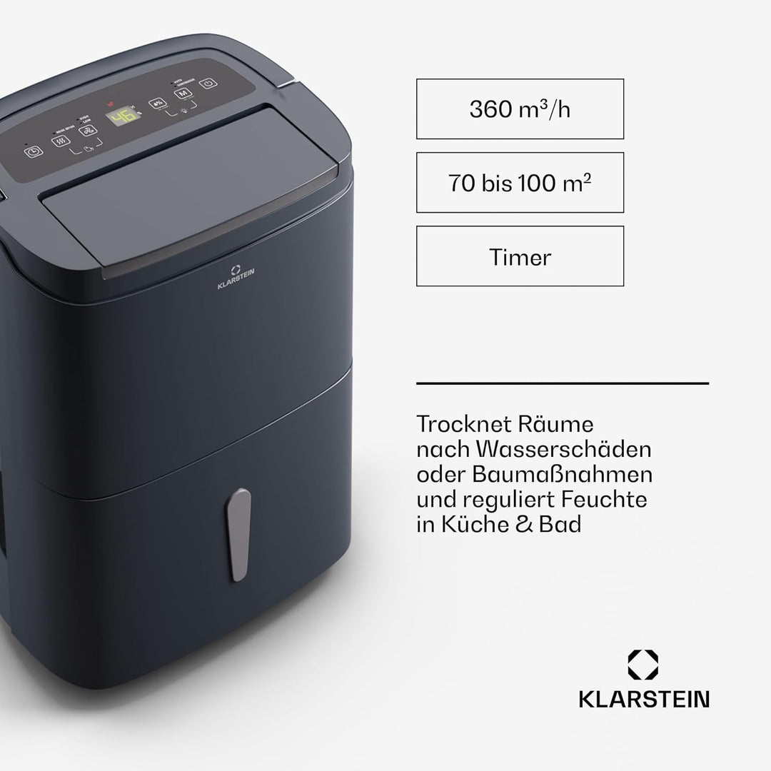 Klarstein Luftentfeuchter Elektrisch bis 55m2, Smart Luftentfeuchter für Wohnung, Bad & Keller, Luft