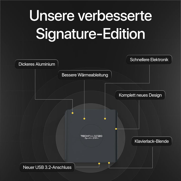 techPulse120 Externes USB 3.1 USB-C UHD 4k 3D M-DISC Blu-ray DVD CD HDR10 128GB Laufwerk Brenner Bur