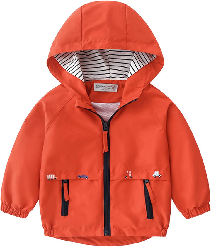 Volunboy Baby Kapuzen Jackets, Jungen Langarm Winddicht Mantel Cartoon Aufdruck Jacken 5-6 Jahre Rot