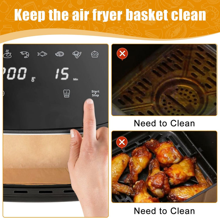 120 Stück Airfryer Backpapier für Tefal Easy Fry Mega Heissluftfritteuse 7.5L, Airfryer Zubehör für