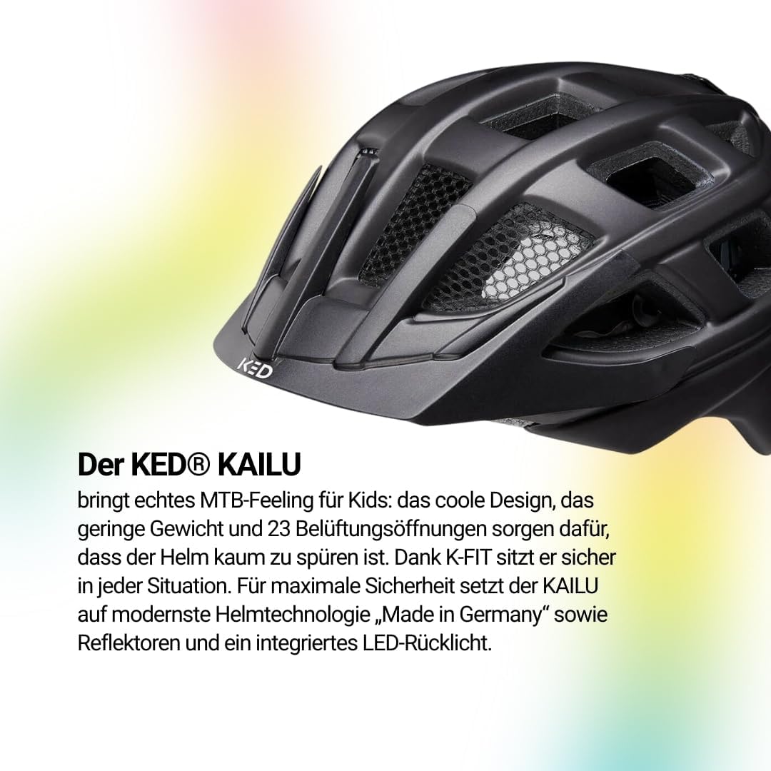 Kailu Kinder Fahrradhelm mit LED-Rücklicht, Reflektor, Flexible Grösseneinstellung Jungen Mädchen bl