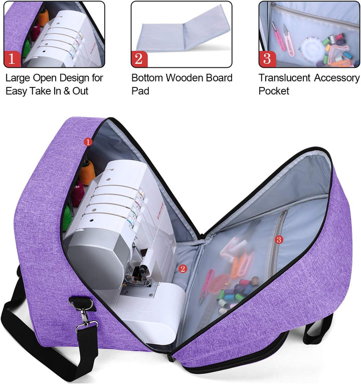Yarwo Overlocktasche mit Grosser Öffnung, Cover-/ Overlock Transpot/Aufbewahrungstasche für meiste g
