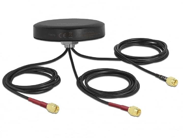 Delock LTE MIMO Dualband WLAN 802.11 ac/ax/a/h/b/g/n Antenne 3 x SMA Stecker RG-174 1 m Schraubmonta