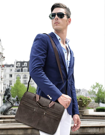 FANDARE Herren Laptop-Aktentaschen Leder Handtasche Business Umhängetasche Wasserdicht Crossbody Mes