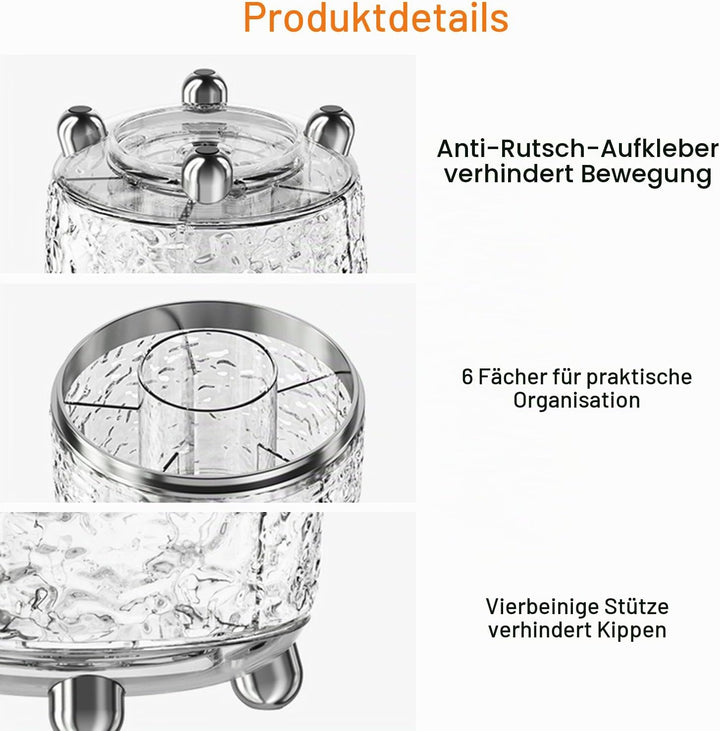 CHIRISEN Make-up-Pinselhalter mit Deckel, 360° Drehbarer Kosmetik-Organizer Mit Staubschutz, Ideal A