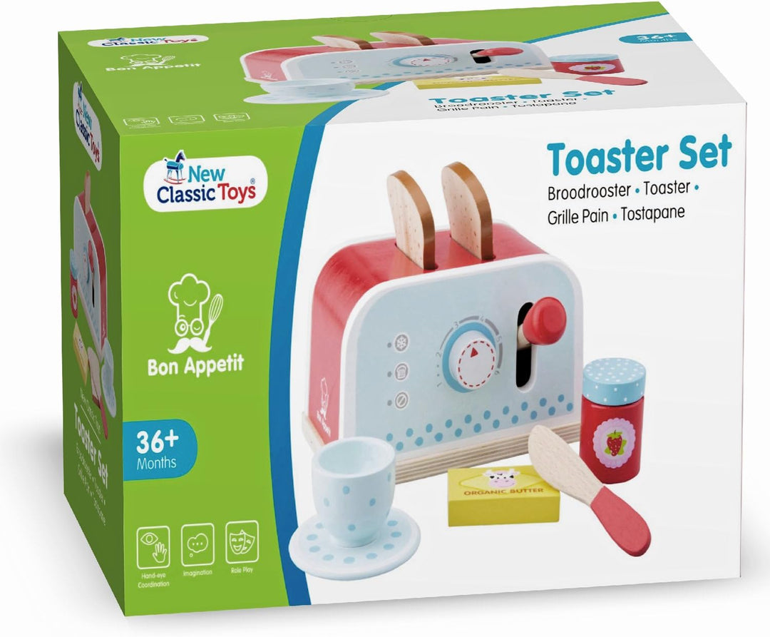 New Classic Toys 10701 New Classic Toys-10701-Kinderrollenspiele-Toaster mit Zubehör, Rot, Toaster,