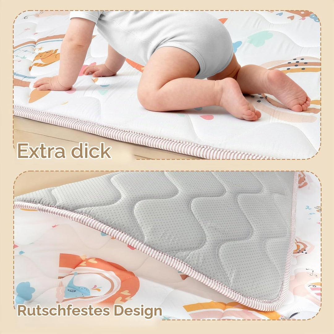 Krabbelmatt Baby 127x127cm,Faltbar Spielmatte Baby,Weiche Dicke Krabbeldecke maschinenwaschbare für