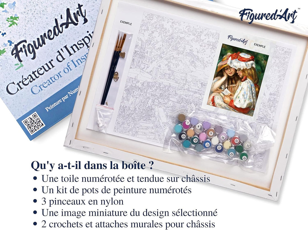Figured'Art Malen Nach Zahlen Erwachsene Mit Rahmen Zwei Lesende Mädchen - Renoir - Paint by Numbers